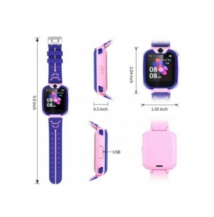 DZIECIĘCY RÓŻOWY SMARTWATCH Z GPS + RÓŻOWY DRUKUŚ - DRUKUJE BEZ TUSZU