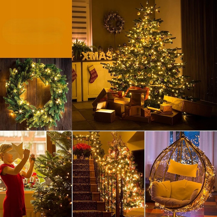 Lampki Choinkowe Świąteczne Żółte 500 Led 40m Świąteczne Łańcuchy Ciepłe