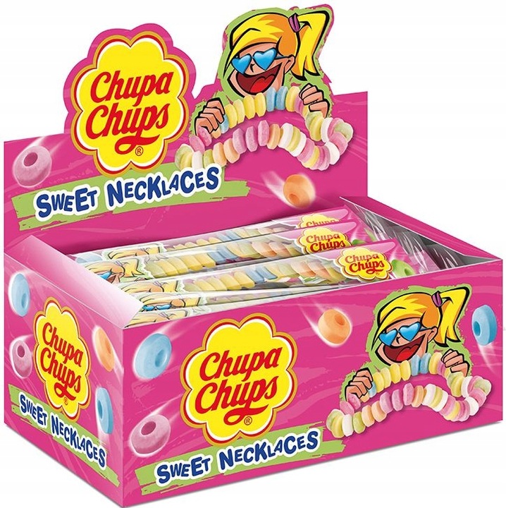 Chupa Chups cukierki pudrowe Candy Necklace 24x17,7g słodycze Dzień Dziecka