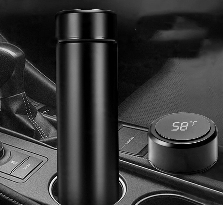 TERMOS KUBEK TERMICZNY SMART WYŚWIETLACZ LED TEMPERATURA 500ml Czarny