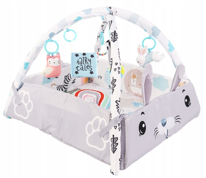 Duża Mata Edukacyjna Miękka Interaktywna 4w1 Poduszka Minky 20 piłek