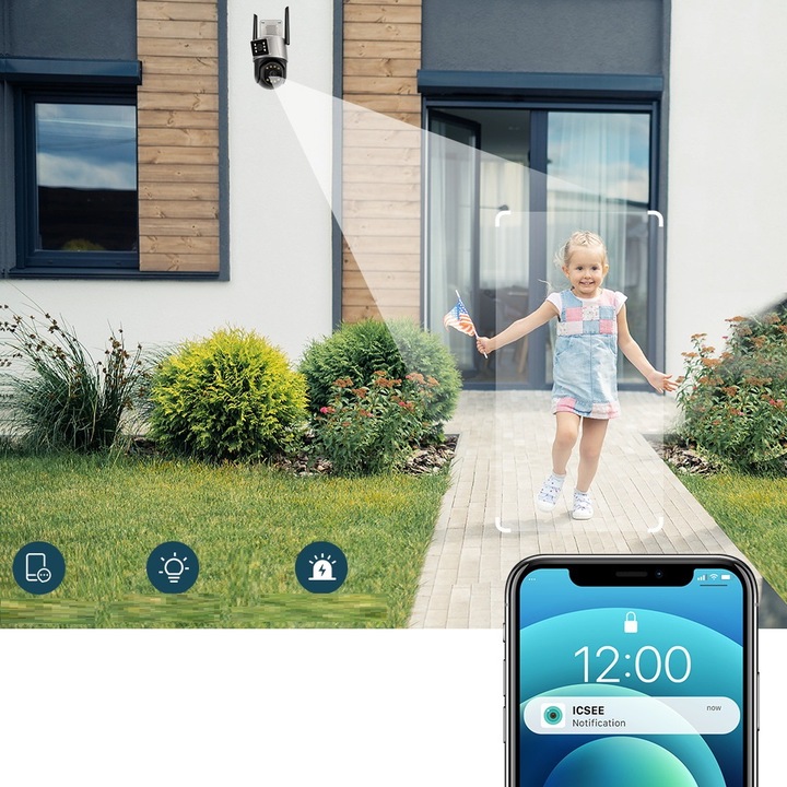 PODWÓJNA KAMERA WIFI IP SMART ZEWNĘTRZNA OBROTOWA 2x 3MPx DETEKCJA 6MPx 6MP