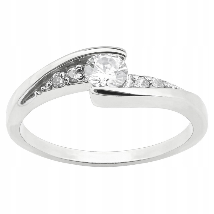 SREBRNY PIERŚCIONEK Z BIAŁYM OCZKIEM CYRKONIE SREBRO PRÓBY 925