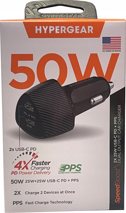 HyperGear superszybka ładowarka samochodowa DUAL 2xUSB-C PPS, 7A, 50W