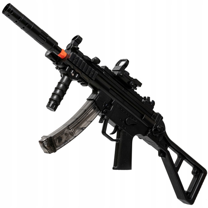 KARABIN MP5 PISTOLET AUTOMATCZNY NA KULKI ŻELOWE Z LATARKĄ 2w1 STRZAŁKI