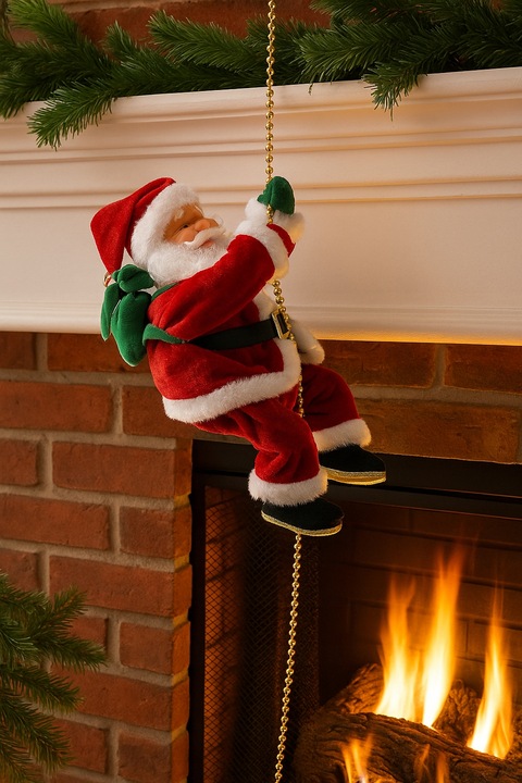 Wspinający się Mikołaj na Linie 100cm Melodyjka Prezent na Święta góra,dół