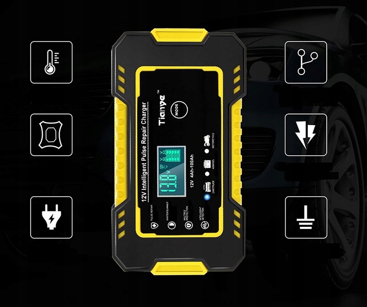 Prostownik samochodowy do akumulatorów 12V 6A FUNKCJA NAPRAWY