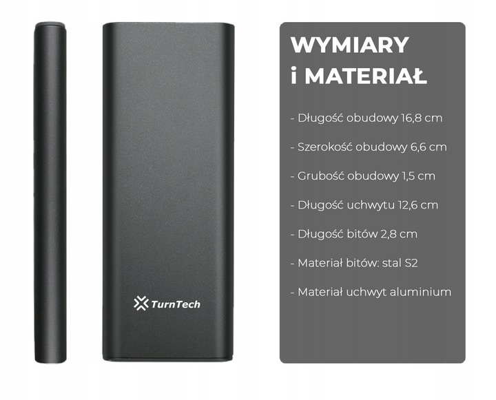 Śrubokręt precyzyjny TurnTech z zestawem końcówek 48 in 1 ALU