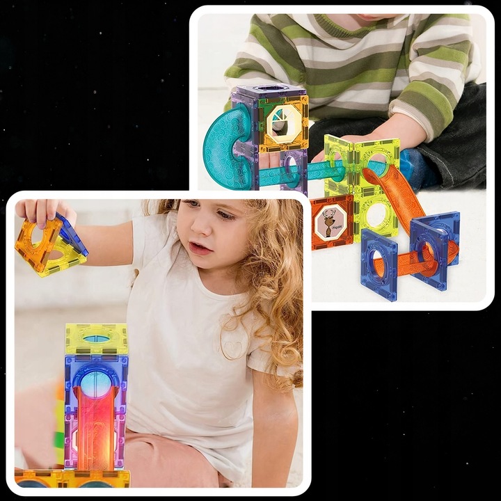 Klocki magnetyczne konstrukcyjne 49el 3D edukacyjne duży zestaw dla dzieci