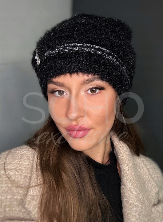 CZAPKA DAMSKA JESIEŃ ZIMA WIOSNA CIEPŁA WYGODNA KOBIECA MODNA CZARNA 2973