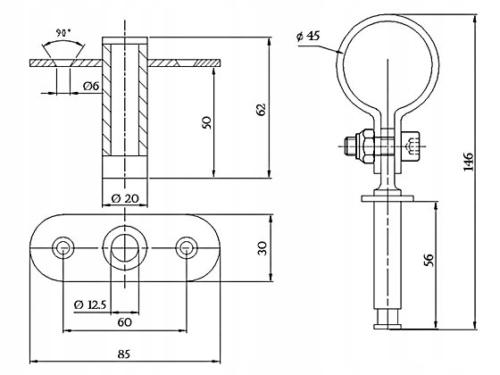 Wiosła szalupowe + Dulki John Paddle 2 szt 225 cm