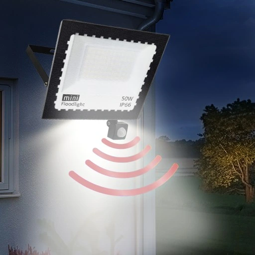 HALOGEN LED 50W NAŚWIETLACZ SLIM CZUJNIK RUCHU ZEWNĘTRZNY DO MAGAZYNU