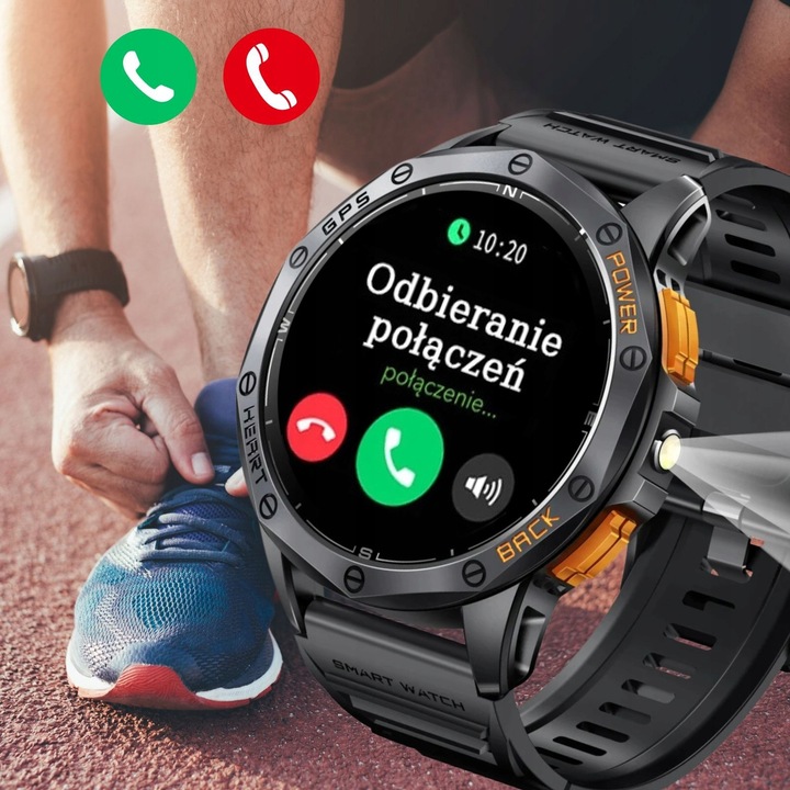 SMARTWATCH MĘSKI GPS MENU POLSKIE WODOODPORNY SPORT ROZMOWY SMART WATCH PL