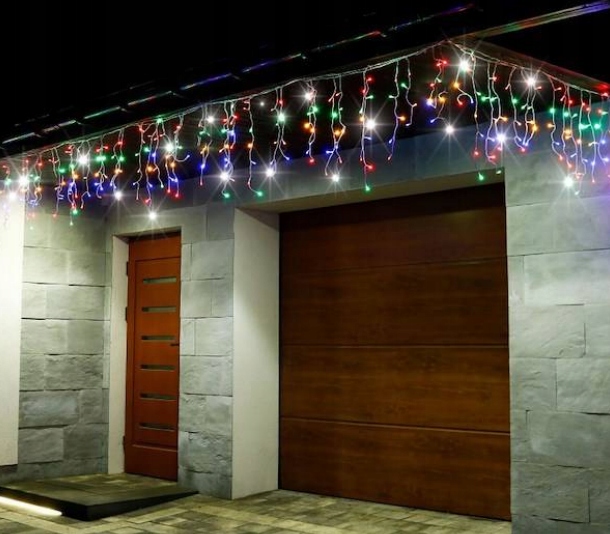 KURTYNA ŚWIETLNA SOPLE ZEWNĘTRZNE 200 LED LAMPKI FLASH MULTIKOLOR