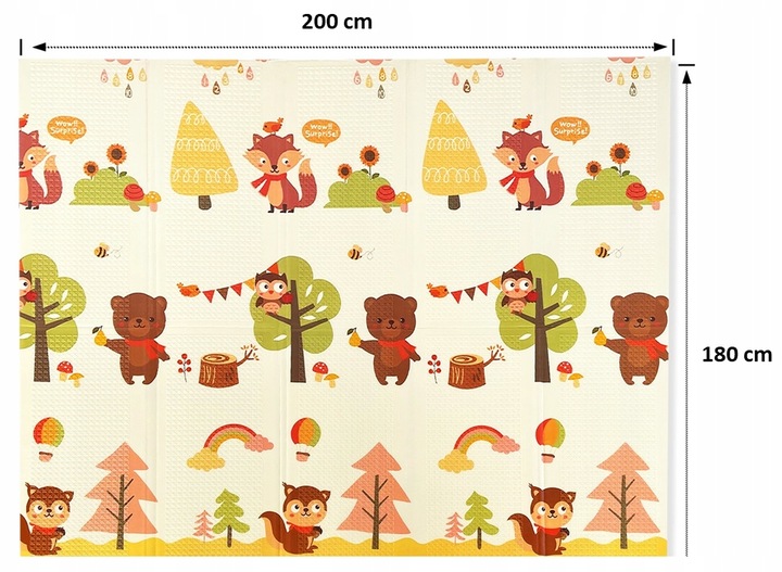 Mata Edukacyjna Piankowa Dwustronna Składana Mata dla Dzieci Duża 200x180cm