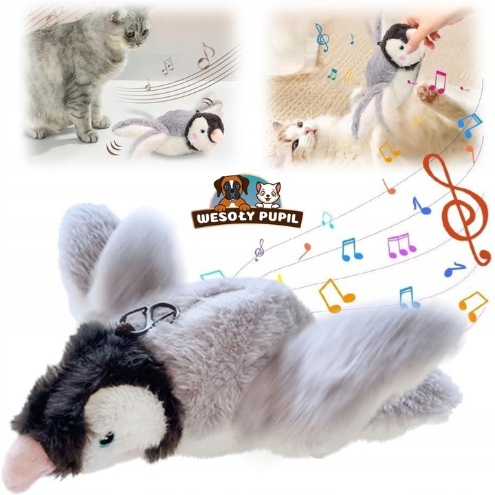 Zabawka dla kota INTERAKTYWNA latający PTAK z dźwiękiem na USB z kocimiętka