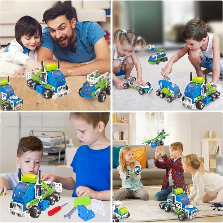 KLOCKI KONSTRUKCYJNE EDUKACYJNE CIĘŻARÓWKA SAMOLOT POJAZDY BUDOWLANE 18w1