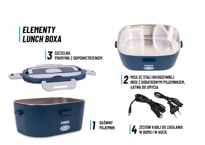 Lunch BOX TERMOS NA JEDZENIE PODGRZEWACZ DO AUTA 12/24/230V