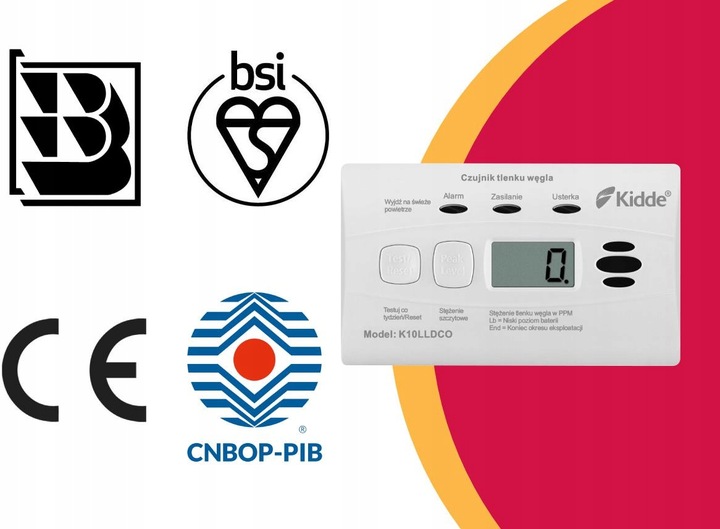 Czujnik detektor tlenek węgla (CO) Czad K10LLDCO Kidde