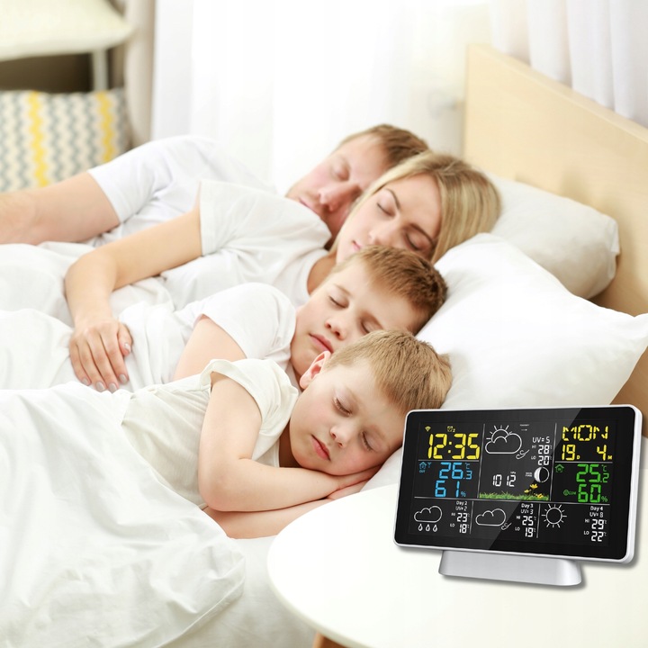 STACJA POGODOWA METEOROLOGICZNA WIFI 3 CZUJNIKI BUDZIK UV hPa TEMP