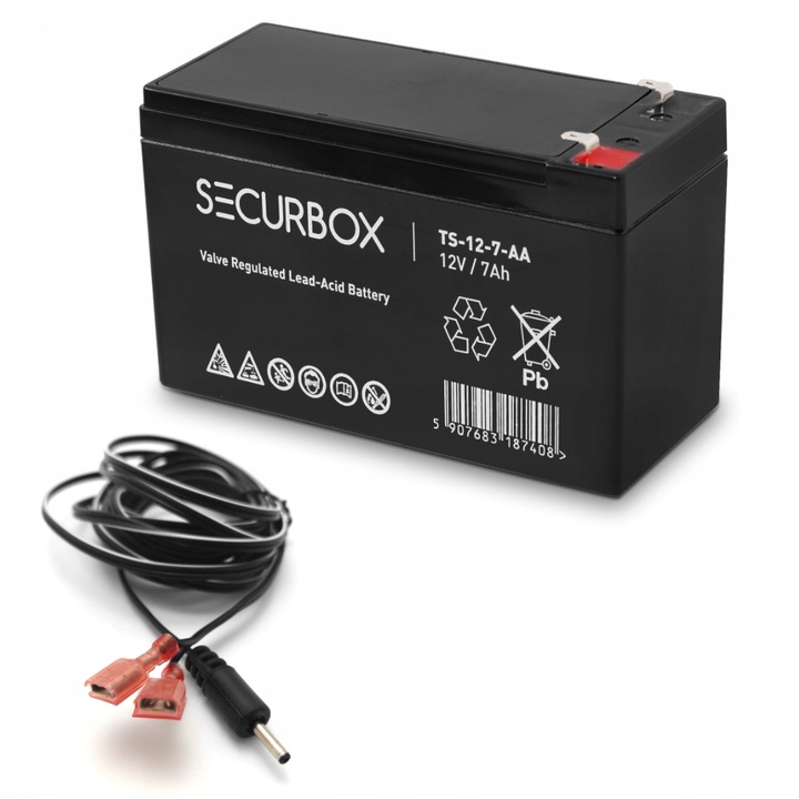 Akumulator Zasilanie 12V 7Ah 7000 mAh do Fotopułapki Kabel 3m 2.5 x 5.5mm