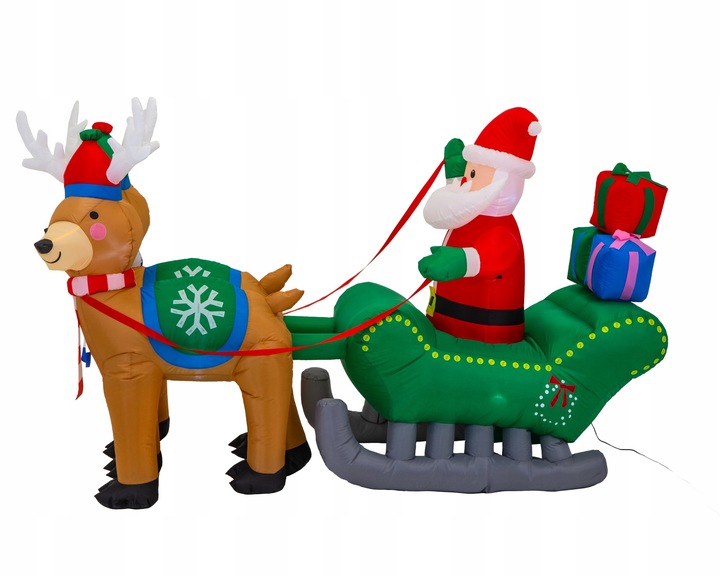 Mikołaj nadmuchiwany Dekoracja Świąteczna Sanie Renifer dmuchaniec JUMIhome
