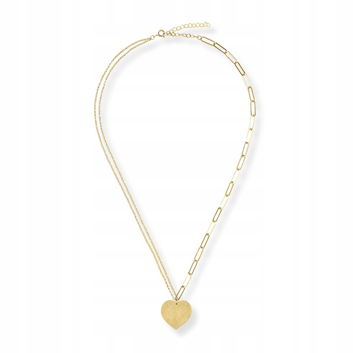 NASZYJNIK SREBRNY POZŁACANY Z SERCEM