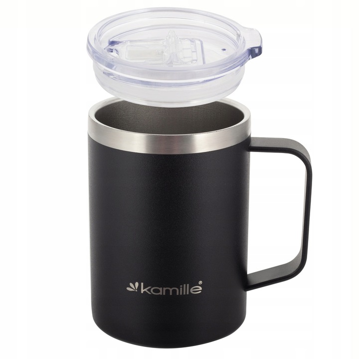 KUBEK TERMICZNY stalowy TERMOS do kawy herbaty z uchwytem KAMILLE 360ml