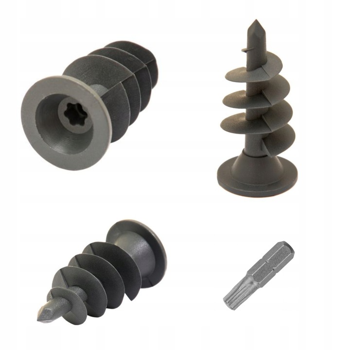 KOŁKI WKRĘTY DO MOCOWANIA FOLII KUBEŁKOWEJ FUNDAMENTOWEJ ŚLIMAK 100 SZT BIT