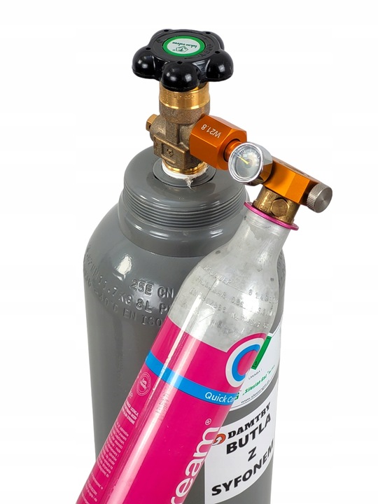 Butla CO2 Pełna 8l z Syfonem Przetoczka Adapter Alfa Do Sodastream Różowe