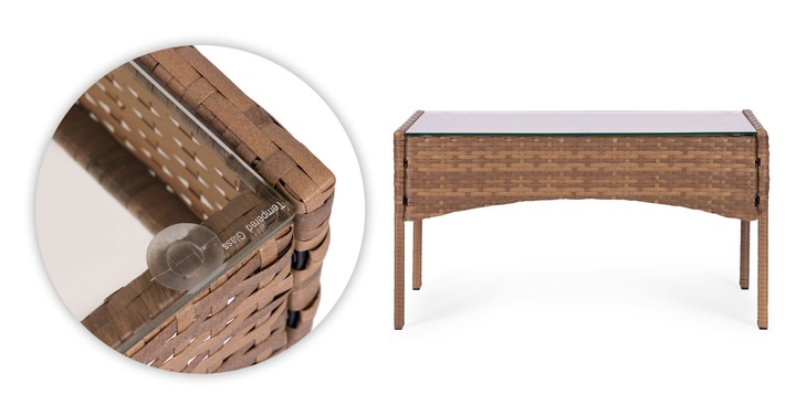 ZESTAW MEBLI OGRODOWYCH Z TECHNORATTANU ŁAWKA STÓŁ KRZESŁA BRĄZ MultiGarden