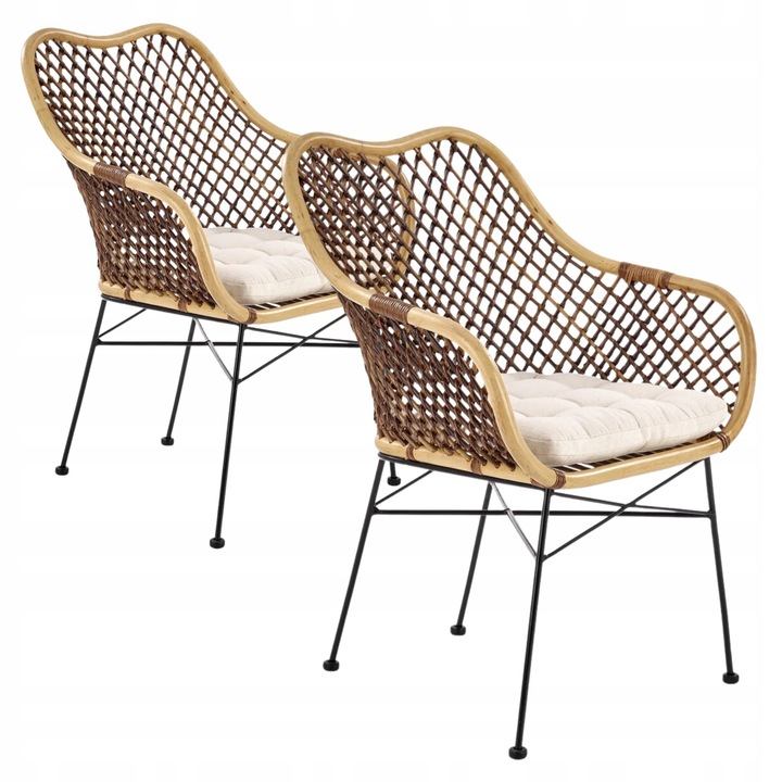 Krzesło Tarasowe do Ogrodu Balkonowe K336 z Rattanu z Podłokietnikami Boho