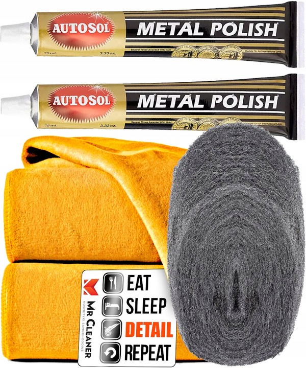 ZESTAW PASTA DO POLEROWANIA METALU 2X AUTOSOL METAL POLISH + WEŁNA