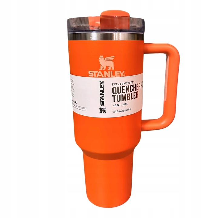 Duży kubek termos Stanley Quencher Flowstate 1180ml pomarańczowy + słomka