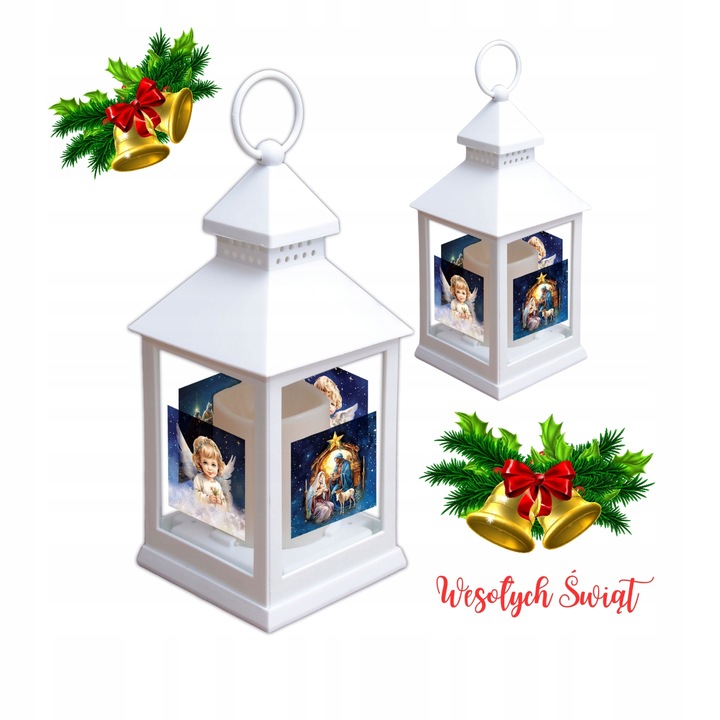 Lampion na Roraty świeca LED na baterie, biała Latarenka adwentowa ŚLICZNY