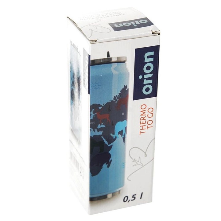 Kubek Termiczny Termos Bidon Puszka Mapa Świata ze Słomką ORION 500 ml