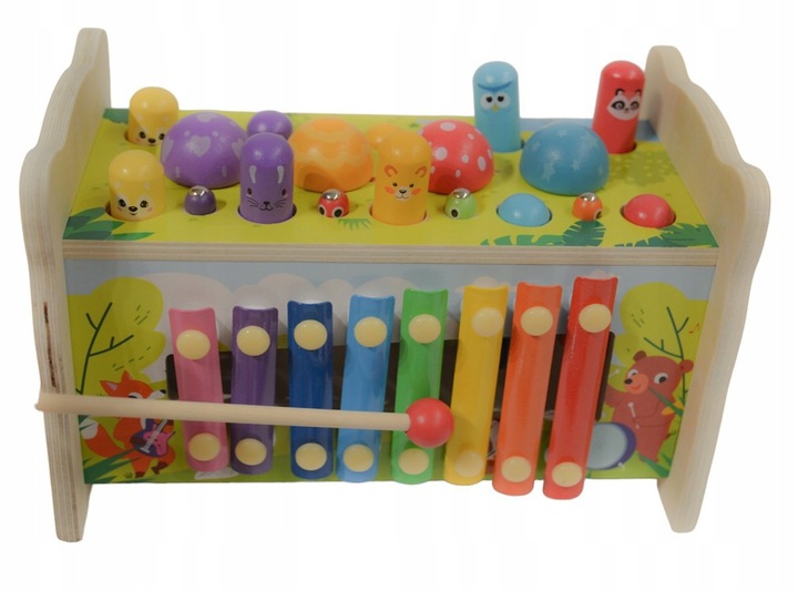 SORTER DREWNIANY WBIJAK KOSTKA CYMBAŁKI GRA UKŁADANKA KLOCKI MONTESSORI SOW