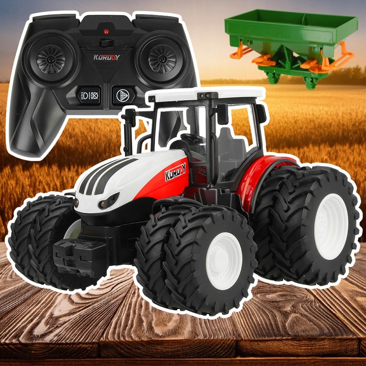 Traktor Rolniczy dla Dzieci Zdalnie Sterowany z Rozsiewaczem do Nawozów R/C