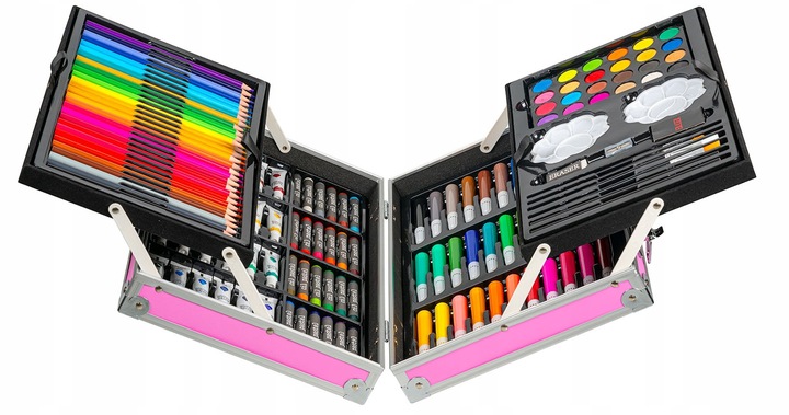 Zestaw Artystyczny, walizka z lamą, 145 elementów RAGI - RÓŻOWY