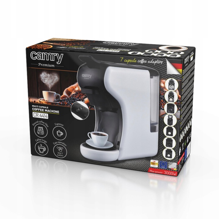 Ekspres Kapsułkowy do Kawy Camry CR 4414 Ciśnienie 19 bar Moc 1450 W