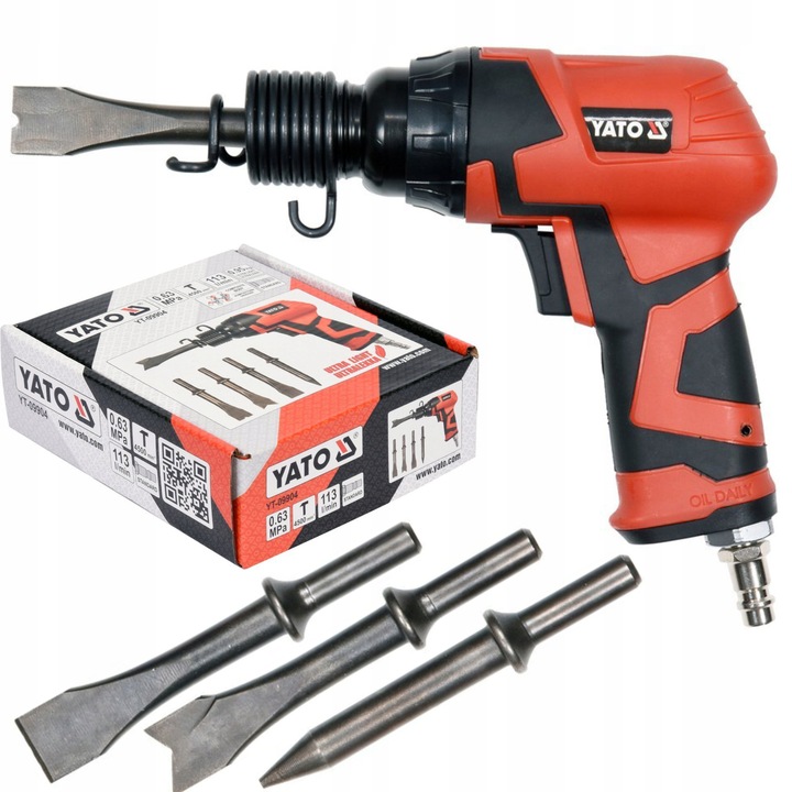 YATO MŁOTEK PNEUMATYCZNY ŚCINAK UDAROWY KOMPOZYT +4 GROTY DO RDZY PIASKARKA
