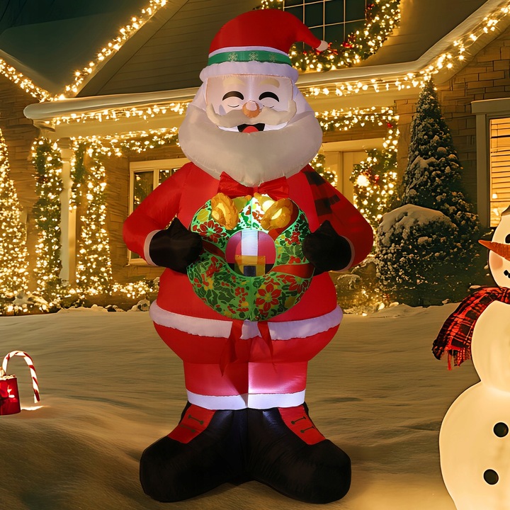 Dekoracje świąteczne Nadmuchiwany wieniec trzymający Świętego Mikołaja, 240