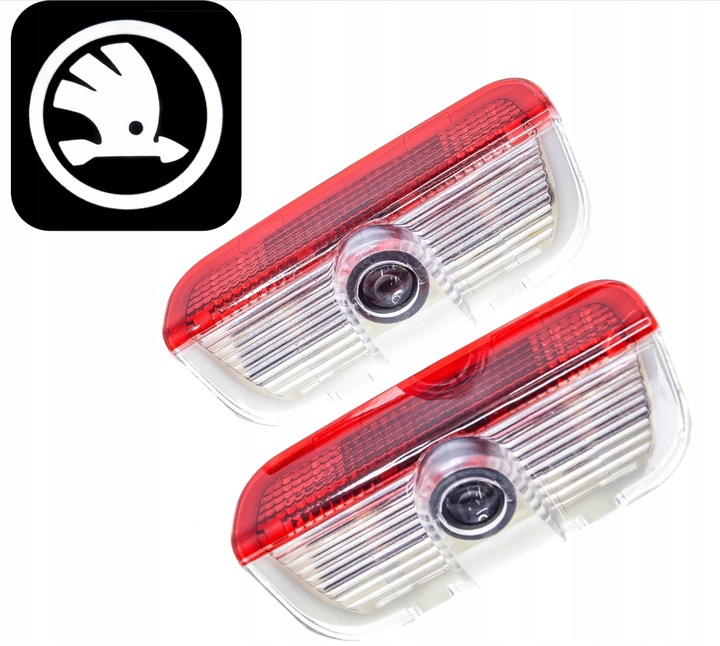 2x LED LOGO PROJEKTOR SKODA SUPERB II III ROOMSTE FABIA II YETI