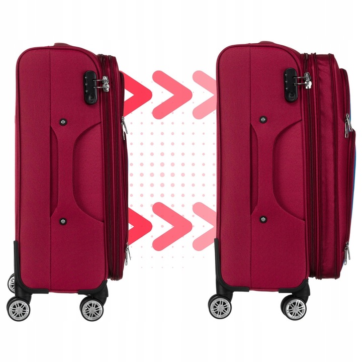 Duża walizka z wytrzymałej tkaniny poliestrowej w czerwono-niebieskim kolor