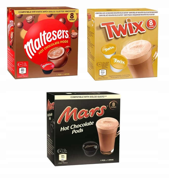 Kapsułki MARS, TWIX, MALTESERS do Dolce Gusto 3 x 8 szt.