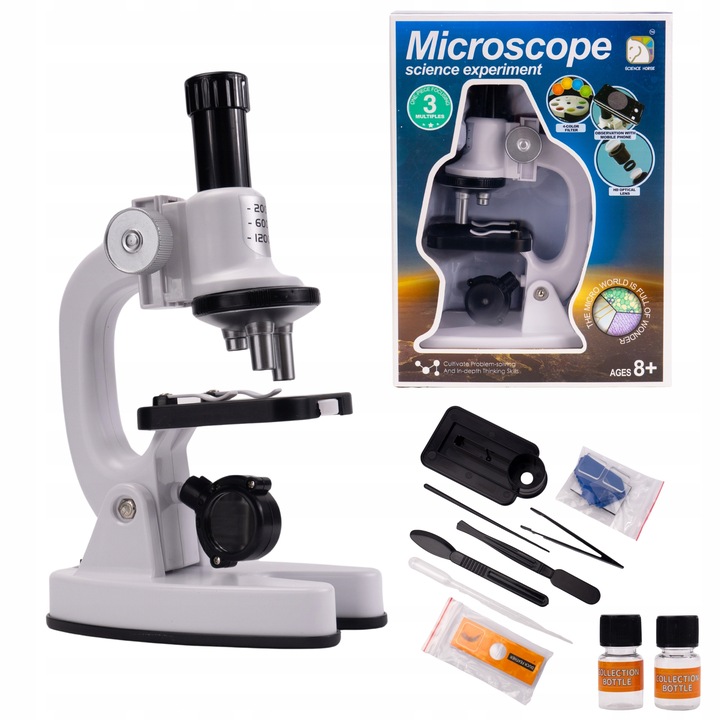 MIKROSKOP EDUKACYJNY ŚWIATŁA LED PRZYBLIŻENIE 1200X PREZENT DLA DZIECKA