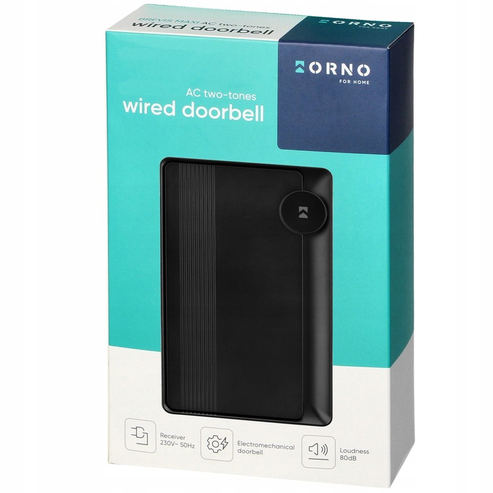 Dzwonek do drzwi przewodowy 230V 2-tonowy DING-DONG czarny 80dB ORNO