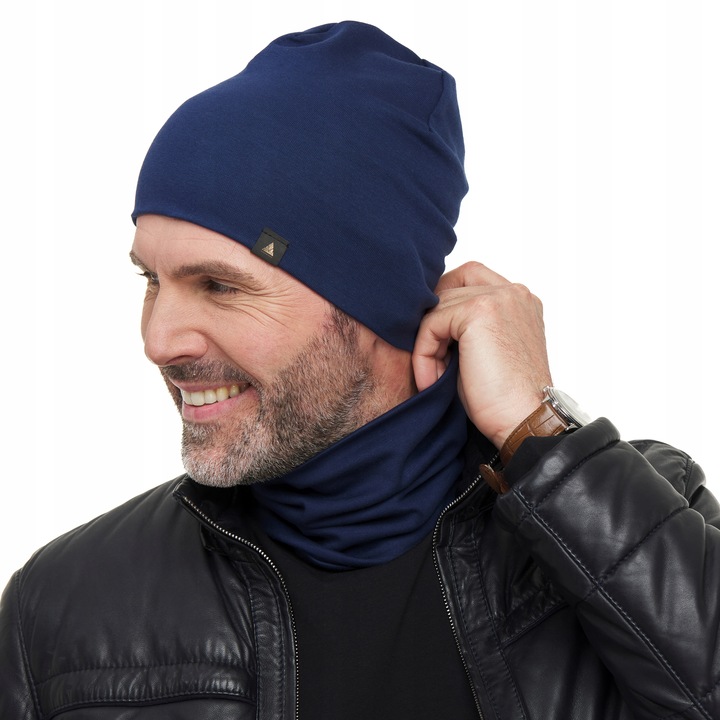 CZAPKA MĘSKA KOMIN KOMPLET bawełna ZIMOWA PREZENT