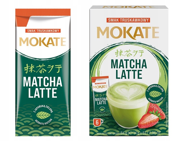 Matcha Latte Truskawkowa Japońska Zielona Herbata Instant 5 szt. MOKATE