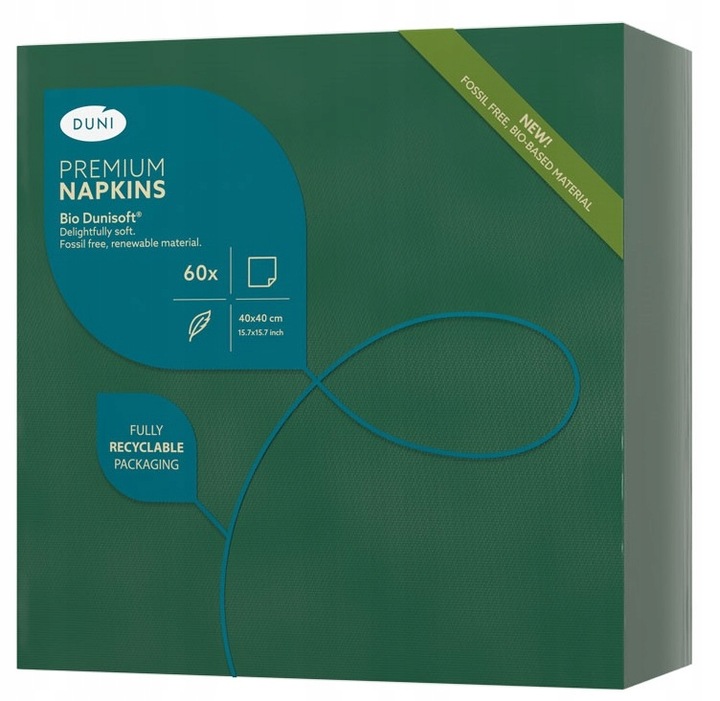 SERWETKI FLIZELINOWE 40 X 40 CM ZIELONE BIO-DUNISOFT 60 SZT